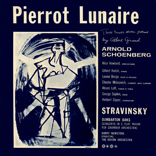 Melodrama/song cycle in three parts (each with seven poems) for speaking voice, piano, flute (doubling piccolo), clarinet (doubling bass clarinet), violin (doubling viola), and cello; performance length with two breaks between parts: ca. 45 minutes; founding document of musical modernism; also known as the “solar plexus of early 20th-century music” (Igor Stravinsky)